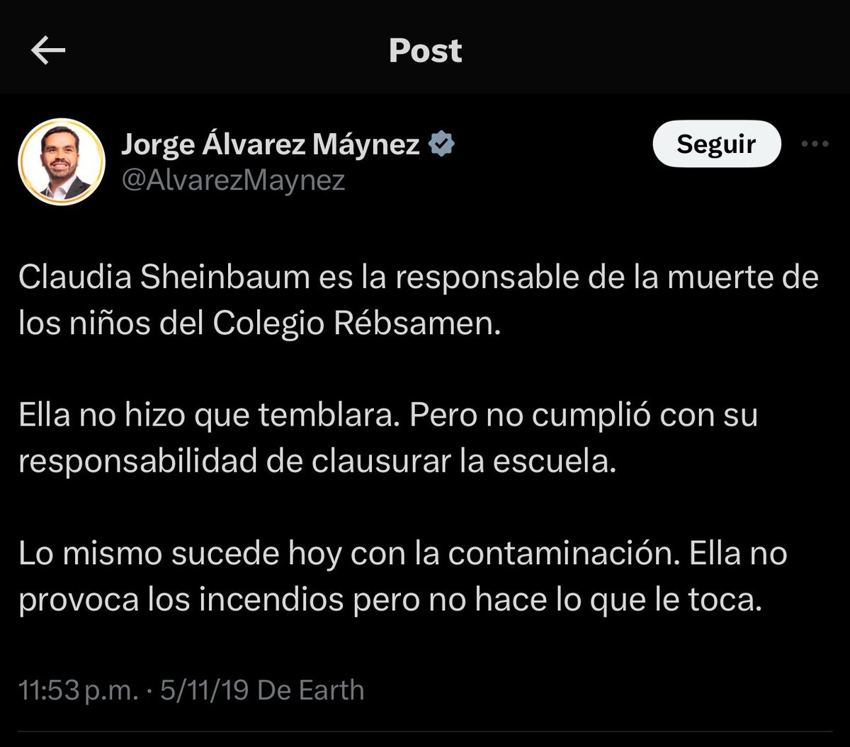 CarlosSanchezMX's tweet photo. Los que están muy ofendidos por las críticas  al actuar de @AlvarezMaynez solo vine a dejarles este tuit. https://t.co/0q2FhrZAJL