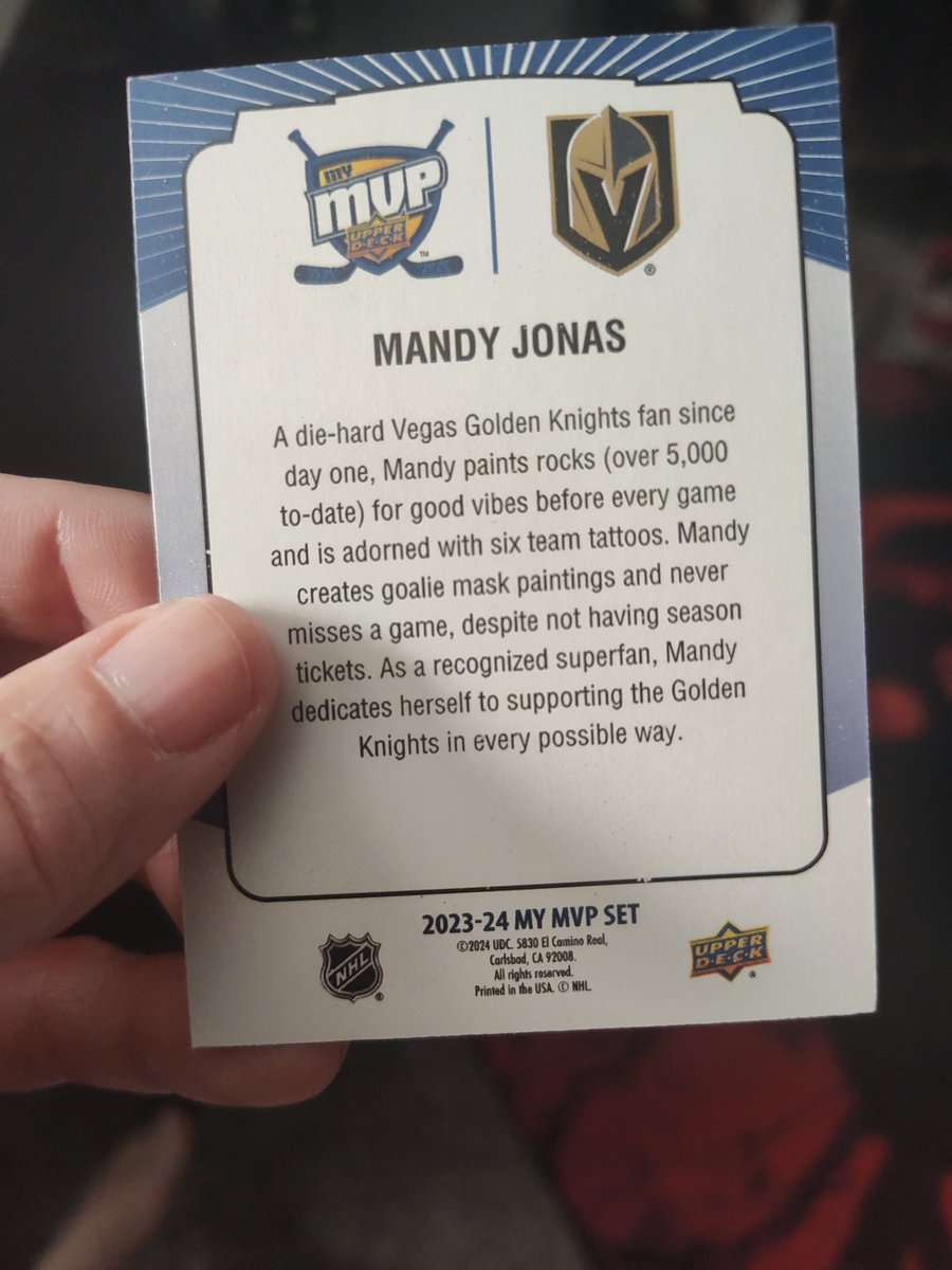 I got my cards today for being MVP of the @GoldenKnights from @UpperDeckSports . Yay for me !!!!! Next year I'm winning it all 🤣