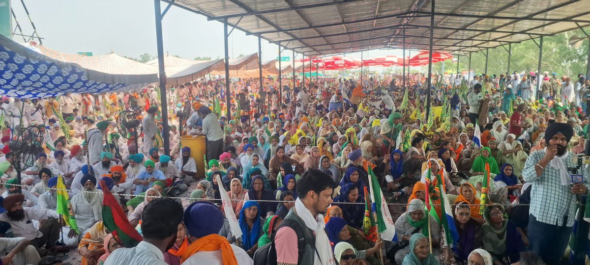 Thousands of farmers and labourers were present on the Shambhu front after the completion of 100 days of #FarmersProtest_2. #FarmersProtest2024 #Battle4MSP #FarmersLiveMatters #ReleaseOurFarmers