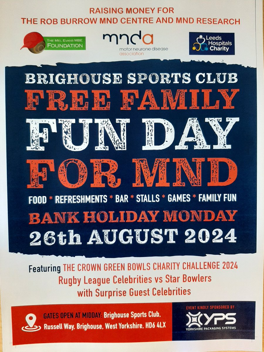 📣The Mel Evans MBE Foundation proudly presents 👇 After the success of 2023 we go again‼️‼️ August Bank Holiday Monday ⭐ of Rugby League pair up with ⭐ of Crown Green Bowls for a BH Bonanza‼️ Proceeds split 50-50 between @Rob7Burrow Centre Appeal & MND research. 🥁🥁