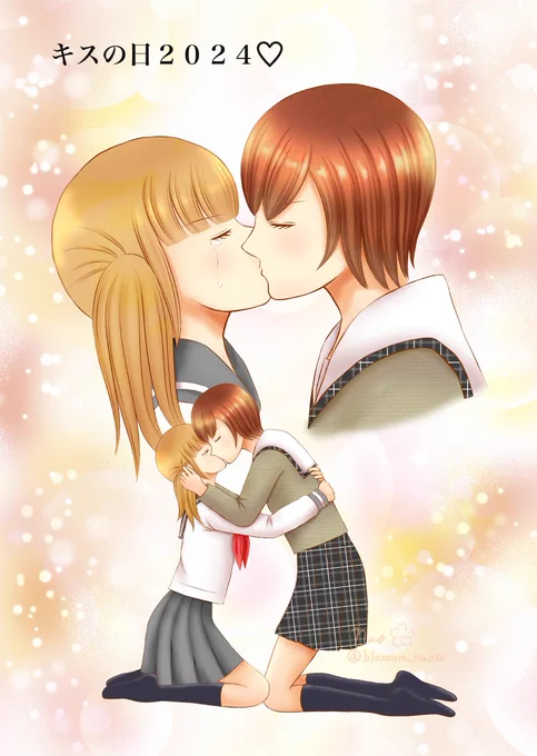 #キスの日 #創作百合 らしいので、私があなそばで一番描きたかったシーンをカラーにしました 別れた2人が再会したシーンです