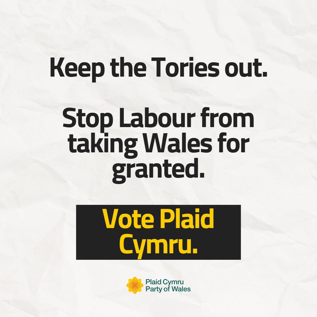 On 4 July, the people of Wales will finally have the opportunity to get rid of the Tories. But we must also stop Labour from taking Wales for granted. Vote Plaid Cymru for strong, local voices that will always put Wales first - and hold London parties accountable too.