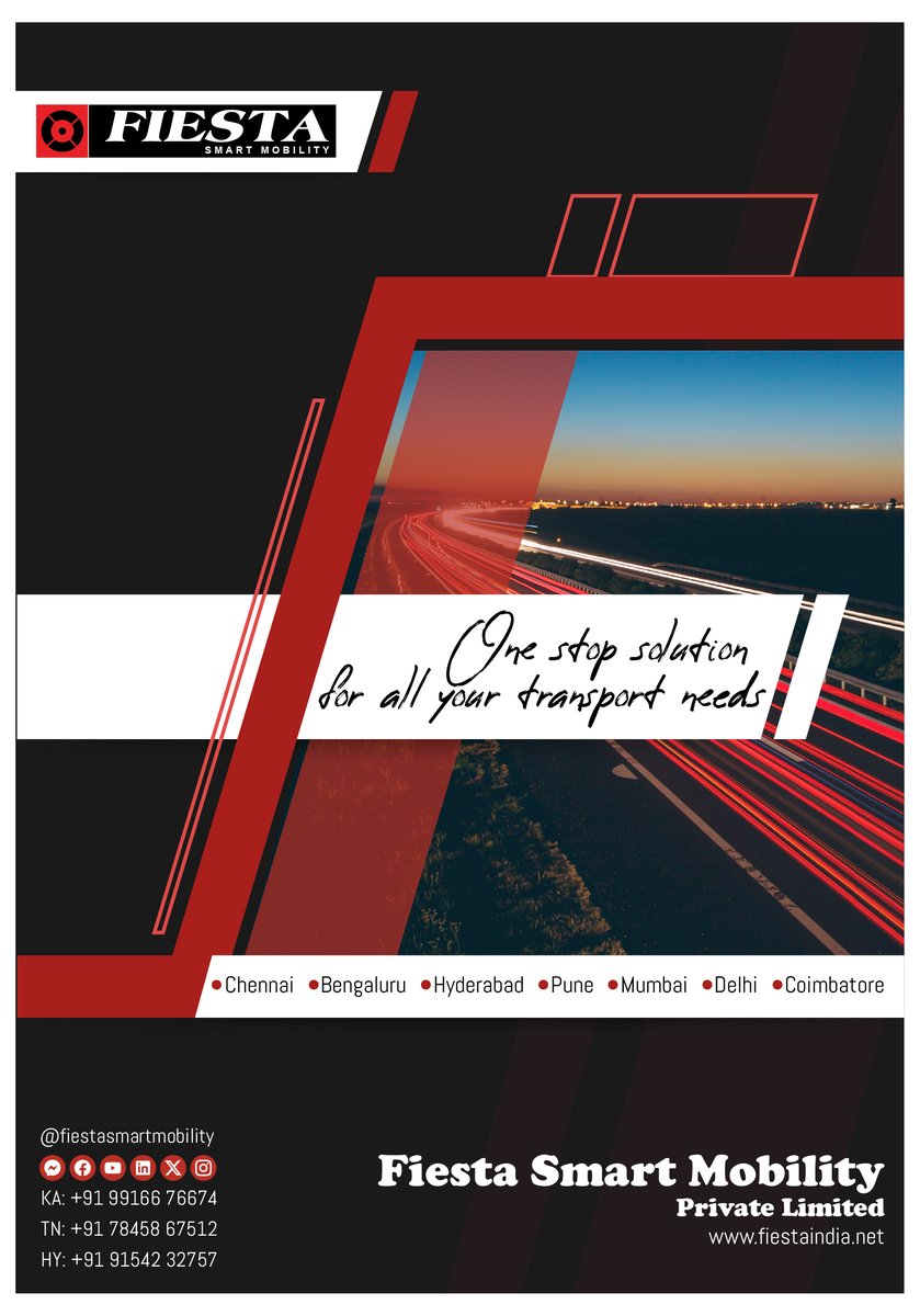 fiestamobility's tweet photo. One stop solution for all your corporate transport needs.
#fiesta #fiestasmartmobility #carrental #CorporateRental #transport #cab #officecab #MUV #SUV #premiumcars #SmartMobility #corporatetravel #vacation📷 #tours https://t.co/uXbzGQM85D