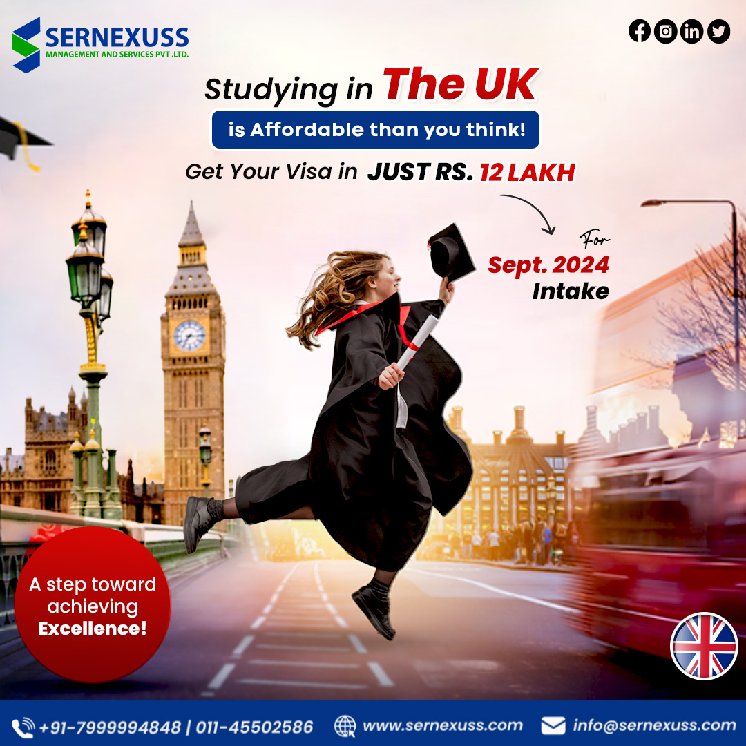 Get ready for the September 2024 intake within your budget with Sernexuss.  For more information call us at +91 7999994848 or drop an email to us at info@sernexuss.com You can also chat with our experts: bit.ly/3YFARfD #studyinuk #ukstudyvisa #studyvisa #sernexuss