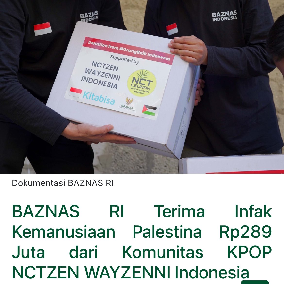 hijaubersamaid's tweet image. Beberapa Bantuan Kemanusiaan NCTzen &amp;amp; WayZenNi Indonesia untuk Palestina yang dikelola oleh fanbase NCTzen Humanity dan IG @/nctceunah.backup yang disalurkan ke lembaga :

1. Dompet Dhuafa Indonesia
2. Badan Amil Zakat Nasional
3. Palang Merah Indonesia

#SM_BOYCOTT_GENOCIDE