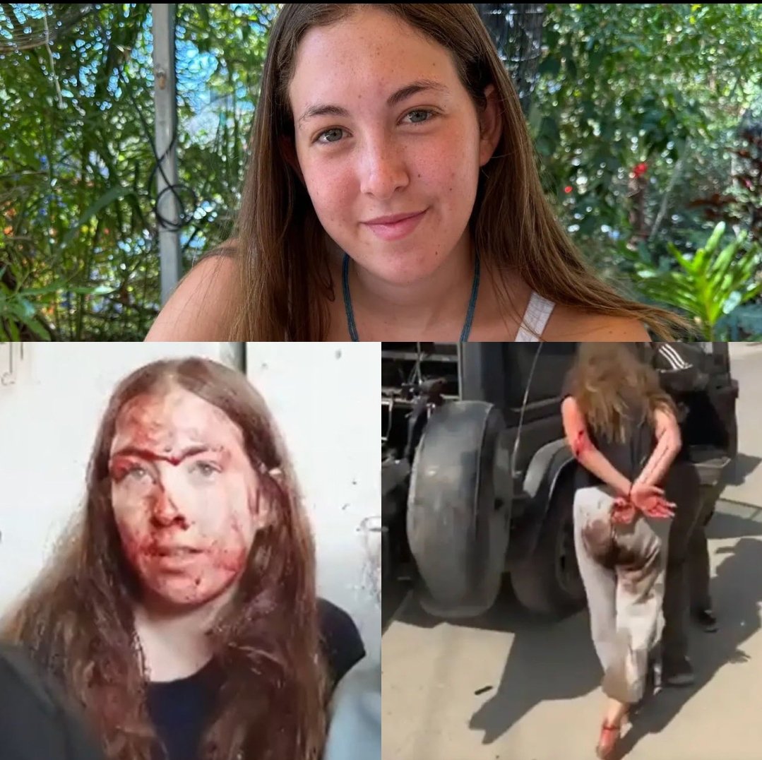This is 19 year old Naama Levy before and after she was kidnapped on October 7th. 

They bound her hands behind her back.

They cut her shins so she couldn’t run. 

They beat her face so severely she was drenched in her own blood. 

They brutalized her body.
#Savewomen