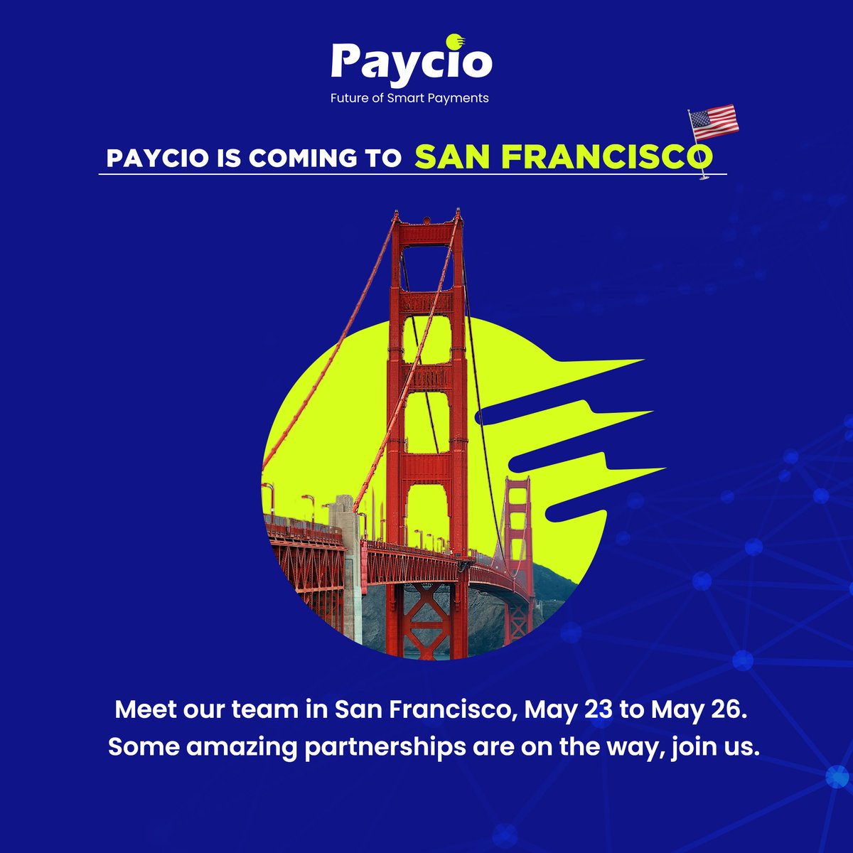 Our Paycio team is taking off to San Francisco, and we can't wait to connect with you! If you're in the area, let's meet and discuss the amazing opportunities for collaboration. Let's turn our innovative ideas into reality together. See you soon! #PaycioInSF #Collaboration