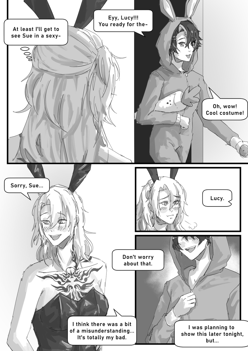 ancho5y's tweet photo. a silly suecy comic based on the bunny garden streams 🐰🐰  💜♀️💛♀️

#suecy #mafiyami https://t.co/me8p6PGTO2