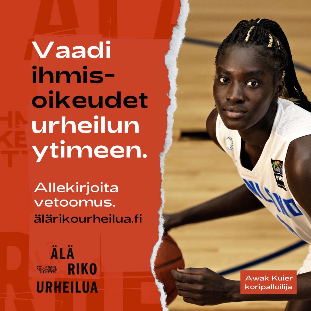 Suuret onnittelut @KuierAwak koripallon 🇮🇹 mestaruudesta! Ihmisoikeuksien puolustaminen vaatii myös vahvaa joukkuepeliä. Liity Awakin kanssa samaan joukkueeseen ja vaadi tekoja mm. häirintää, syrjintää ja rasismia vastaan. Allekirjoita!👉 älärikourheilua.fi #ÄläRikoUrheilua