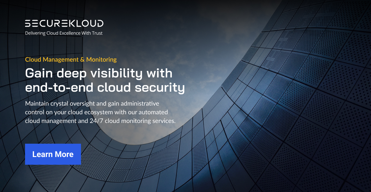 SecureKloudTech's tweet image. Securekloud Technologies offers comprehensive #cloudsecurity solutions, 24/7 monitoring, and expert support, ensuring complete control over your cloud ecosystem, ensuring digital assets are safeguarded and #cloudoperations are optimized.

Learn more: securekloud.com/cloud-managed-…