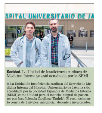 📰🗞️ 'La @Sociedad_SEMI acredita la Unidad de Insuficiencia Cardíaca de Medicina Interna del Hospital de Jaén' 🏥🩺 ¡Enhorabuena! 👏 europapress.es/esandalucia/ja… #SEMITuit #MedicinaInterna @CarreteroJuani