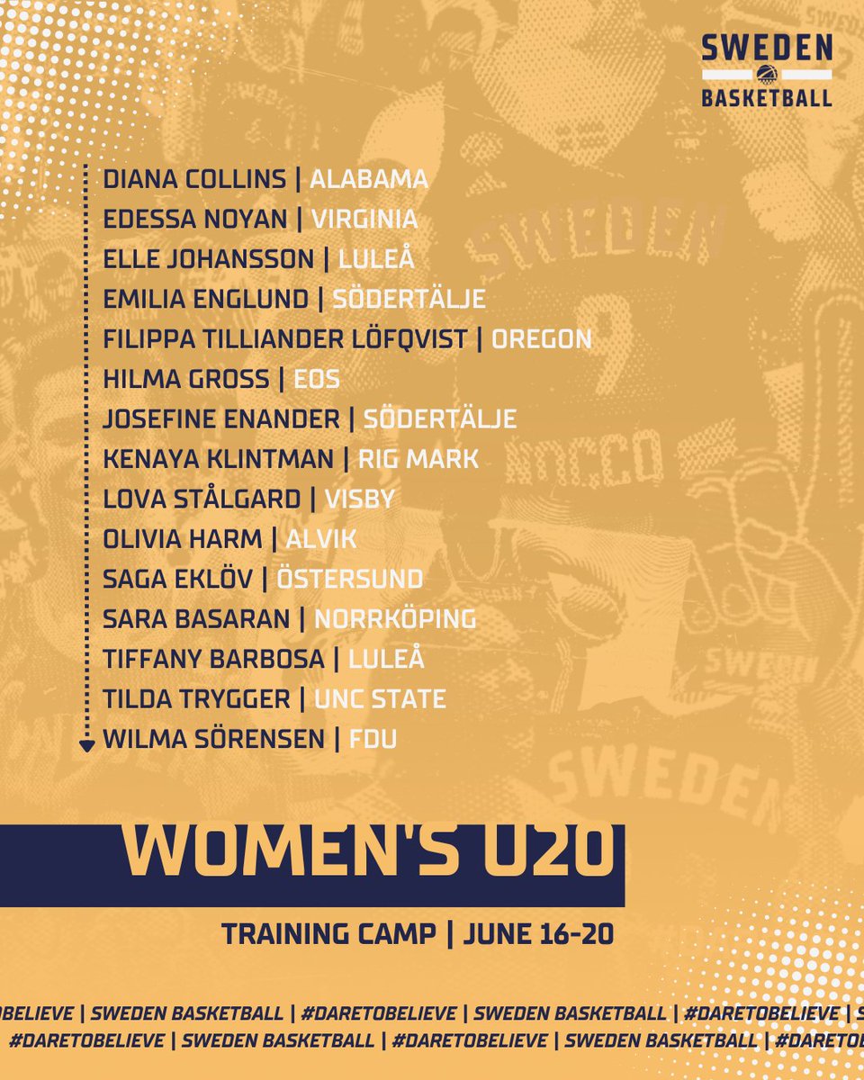 Less than a month until all our Youth NT:s get together in Södertälje! 🇸🇪☀️

After the U20 NT:s initial camp this past weekend, here are the players called to the next camp, June 16-20.

➡️ Read more: rebrand.ly/U20-Juni24

#SwedenBasketball | #DareToBelieve