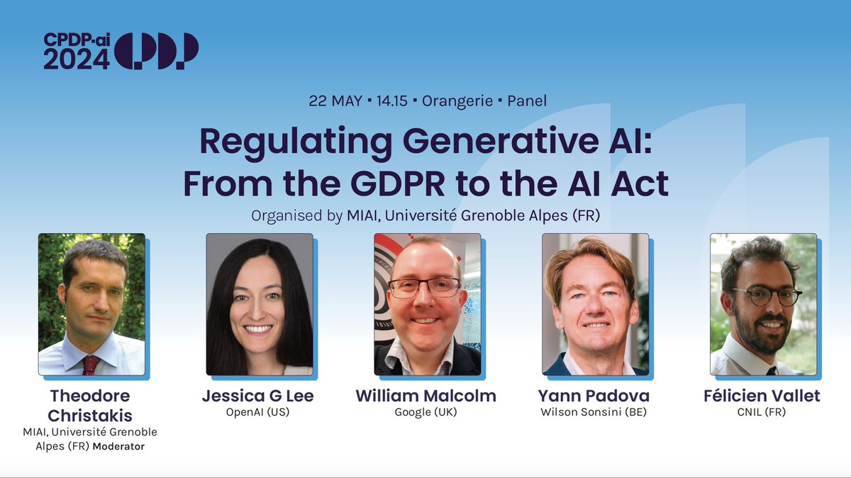 TC_IntLaw's tweet image. Sorry ChatGPT &amp;amp; co ❤️‍🩹! Humans did MUCH better than LLMs in responding to 7 tough questions on Generative AI &amp;amp; the GDPR!

FANTASTIC panel, packed room @CPDPconferences #CPDPai2024 #CPDP2024! 🎉

See the 7 questions in the slide &amp;amp; watch this amazing discussion soon @YouTube 📺🚀