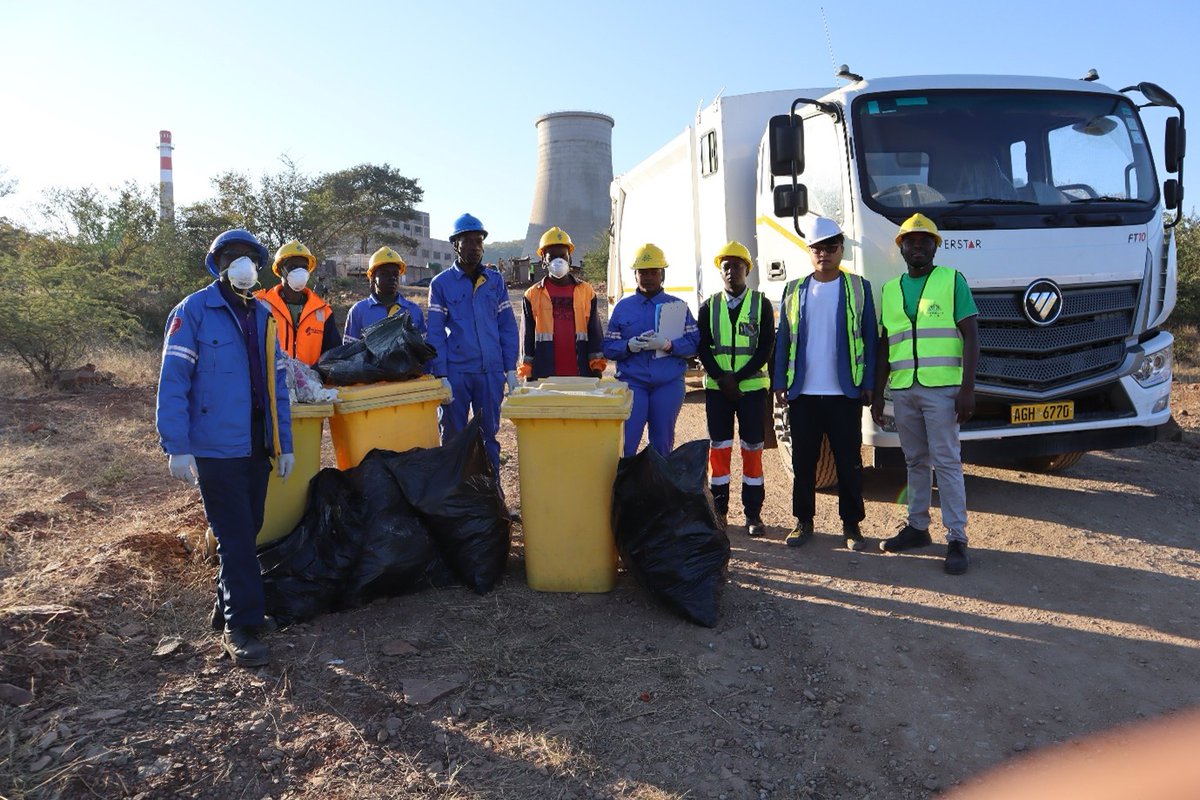 CXLmining's tweet photo. To observe the National Clean-Up Day, set for the first Friday of every month, we picked up litter at our Thermal Power Station. A clean environment is our collective responsibility! https://t.co/DxyRloWhac