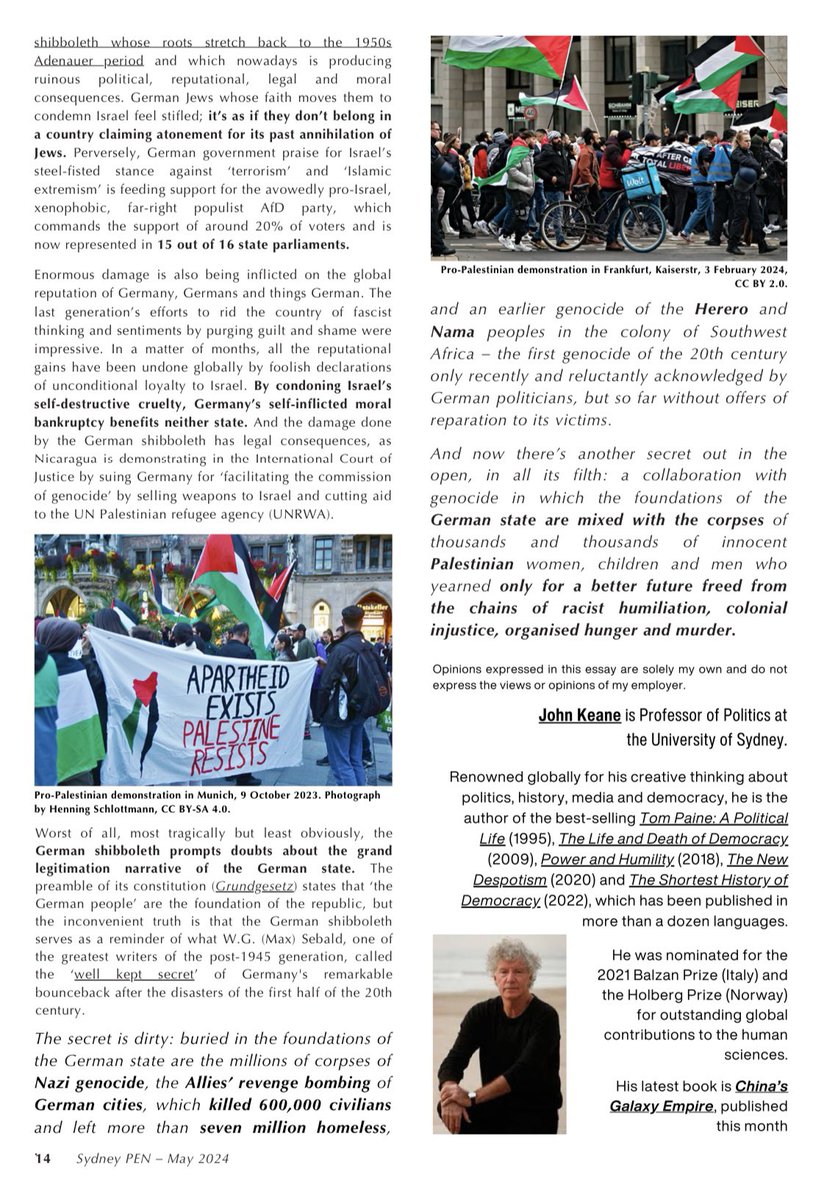 published today! my thoughts on Jürgen Habermas, clampdowns on public assembly, intellectual cowardice, and the collaboration of many prominent German institutions with Israeli genocide @PenSydney @SydWritersFest