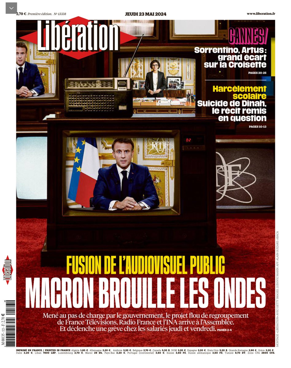 Comment nait la Une d'un journal ? On en parle à partir de 9H15 dans La Matinée Est Tienne, avec cette Une de @libe que j'ai vu naître hier en fin de journée. Bonne journée à tous !