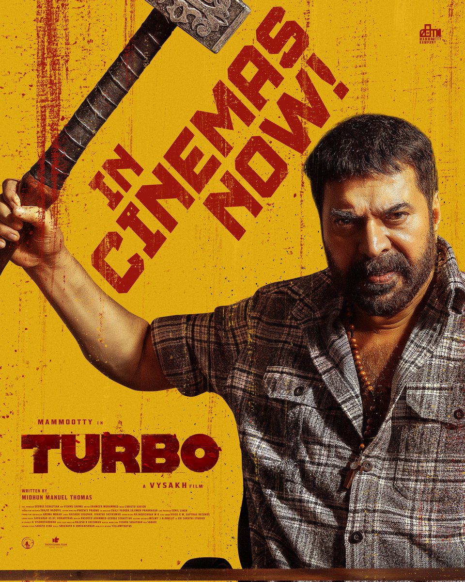 MollywoodBo1's tweet photo. #Turbo :

Mollywood’s much awaited Mass Entertainer is here !!!!! 🥵🧨🔥

Fast paced, action oriented flick with a TERRIFIC @mammukka at his very best 🥵🔥

2nd Half >>> 1st Half 

Final 30 minutes —THOOKKIYADI !!! 🥵👊💥

After back to back setbacks, Vysakh back to his reign with a banger 🔥🔥

Stunts by Phoenix Prabhu 🙏🙏🙏🔥🔥🔥

BOX-OFFICE TSUNAMI AWAITS 🌊💥🔥