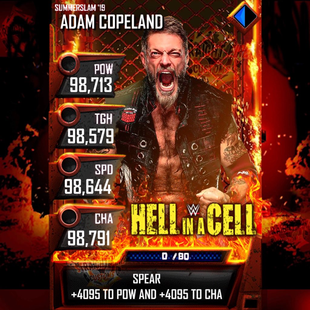 StraightFireC's tweet photo. Latest customized card is none other than the RATED R SUUUUUUUUUUUUUUUUUUPERSTAR @RatedRCope #wwesupercard https://t.co/GZrhWaB0fC