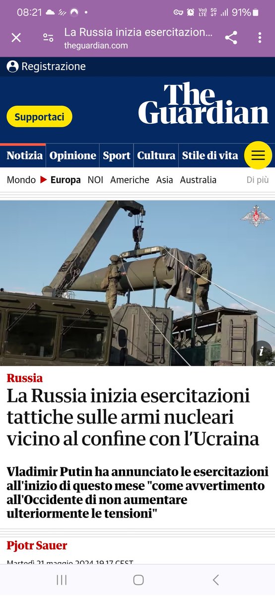 🇷🇺🇺🇦 Secondo 'The Guardian' le forze russe hanno iniziato esercitazioni militari nei pressi dell'Ucraina, simulando l'uso di armi nucleari tattiche, in risposta a quelle che #Mosca considera minacce da parte di funzionari occidentali di un maggiore coinvolgimento nel ⤵️