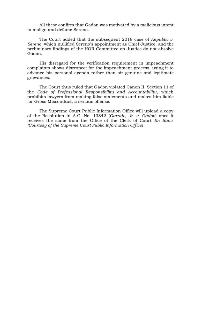 smninews's tweet photo. JUST IN | Presidential Adviser for Poverty Alleviation Larry Gadon, hinatulang guilty sa kasong gross misconduct ng Korte Suprema. https://t.co/z7KiZWivr9