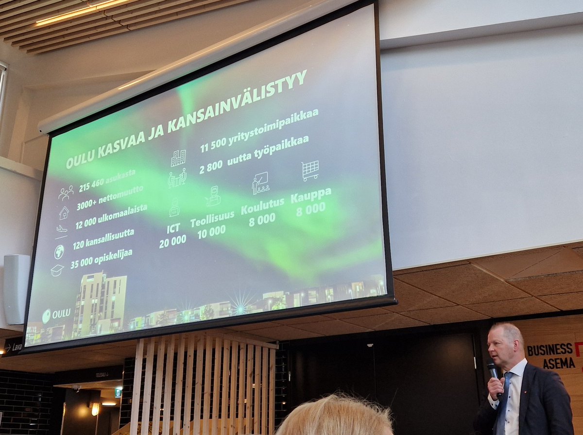 Business aamiainen @AlatossavaA avaamana. Tänään pääosissa Oulun innovaatio allianssi OIA. Uutta minulle, että Oulu on Suomen 2. suurin startup ekosysteemi 🫡. Innovaatiot syntyvät yhdessä ja #osuuskauppani ollut aktiivinen mm. Kaupan ja kaukolämmön  yhdistämisessä.