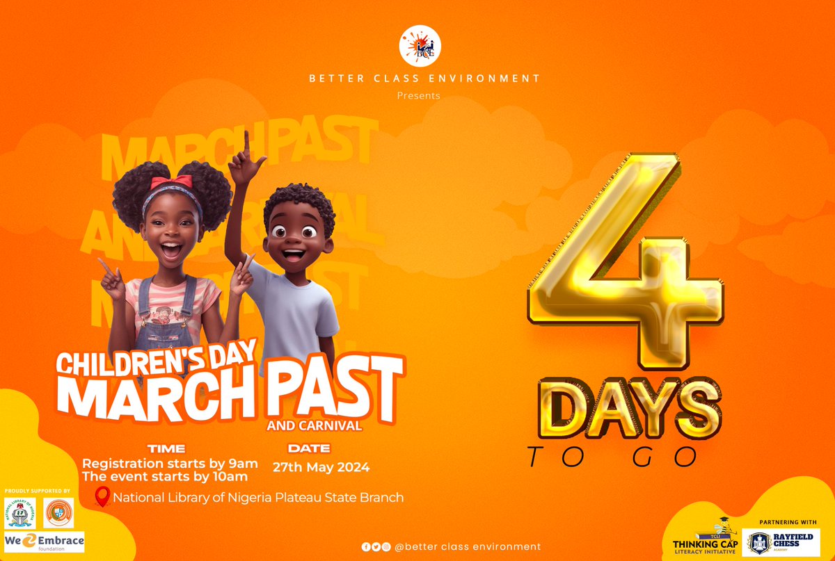 bce4allkids's tweet photo. 🥁🥳 The countdown is on! Only 4 days left until our exciting Children’s Day March Past &amp; carnival. 🎡

👏Get ready to cheer on our amazing kids as they showcase their spirit and energy!💪🎉

#BCEchildrenday #May27 #ChildrendayCelebration https://t.co/4vNV4htAEA
