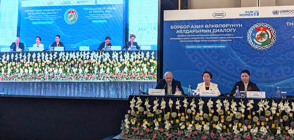 23 May: #SRSG @kahaimnadze, speaking at the #CAWLC #RegionalForum, now happening in #Bishkek, stressed the importance of #women's full economic participation, including in #science and #innovation, playing a critical role in strengthening #peace and #security in the region.