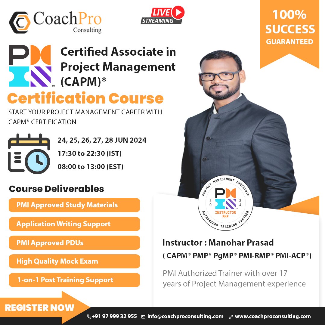 manoharprasadIN's tweet photo. 📢Are you ready to start your project management career with CAPM certification and unlock exciting career opportunities?

🌐 https://t.co/t1hWreoKJr
📧 info@coachproconsulting.com

#CAPMExamPrep #projectmanager #capmaspirant #capmtraining #coachproconsulting #CAPM #CAPMExamPrep https://t.co/fFYSvydNSD