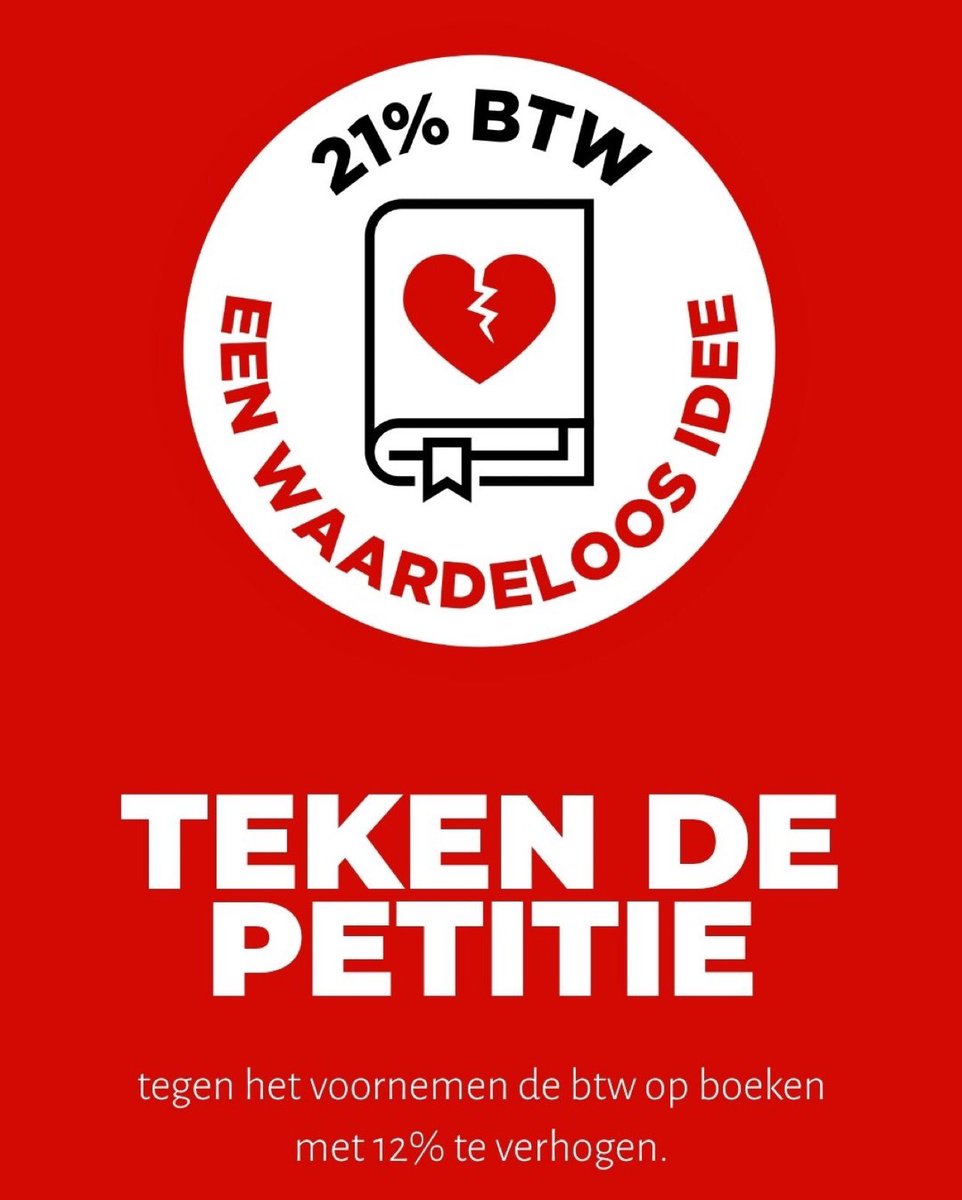 De voorgenomen hogere btw op (kinder)boeken zal leiden tot een forse prijsverhoging. Een slechte zaak, want het Nederlandse boek is dé basis van lees- en taalvaardigheid. We roepen daarom iedereen op de petitie te tekenen.
Teken en verspreid de petitie: boekenpetitie.nl