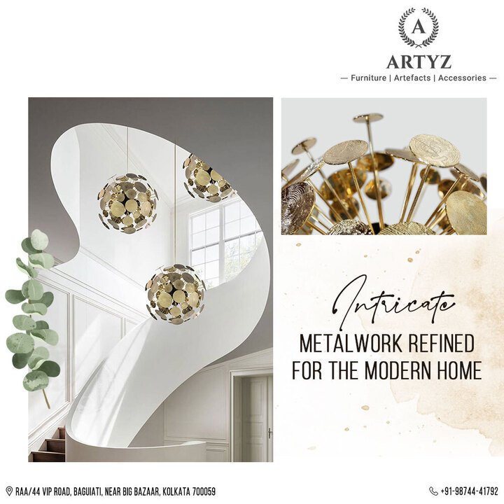 Our intricate metal work chandeliers are not just light fixtures, they are conversation starters.

Come to Artyz to elevate your home's ambiance.
#chandeliers #ceilinglights #designerchandeliers #designerlights #interiordesigninspiration #livingroomideas 
artyz.in/chandeliers/