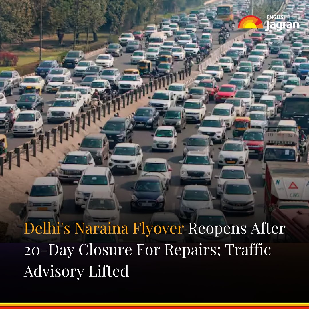 Delhi's Naraina flyover reopened after 20 days of repairs, easing traffic congestion caused by its partial closure since April 30. Read More: tinyurl.com/2n52y6z3 #Delhi #NarainaFlyover #Repairs #TrafficCongestion #TrafficAdvisory