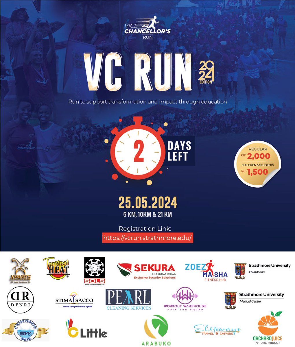 ⏰2 days to go!
Have you registered?

Join us as we #Run4Impact by registering here:vcrun.strathmore.edu/register/

#VCRun
#BecauseWeCare