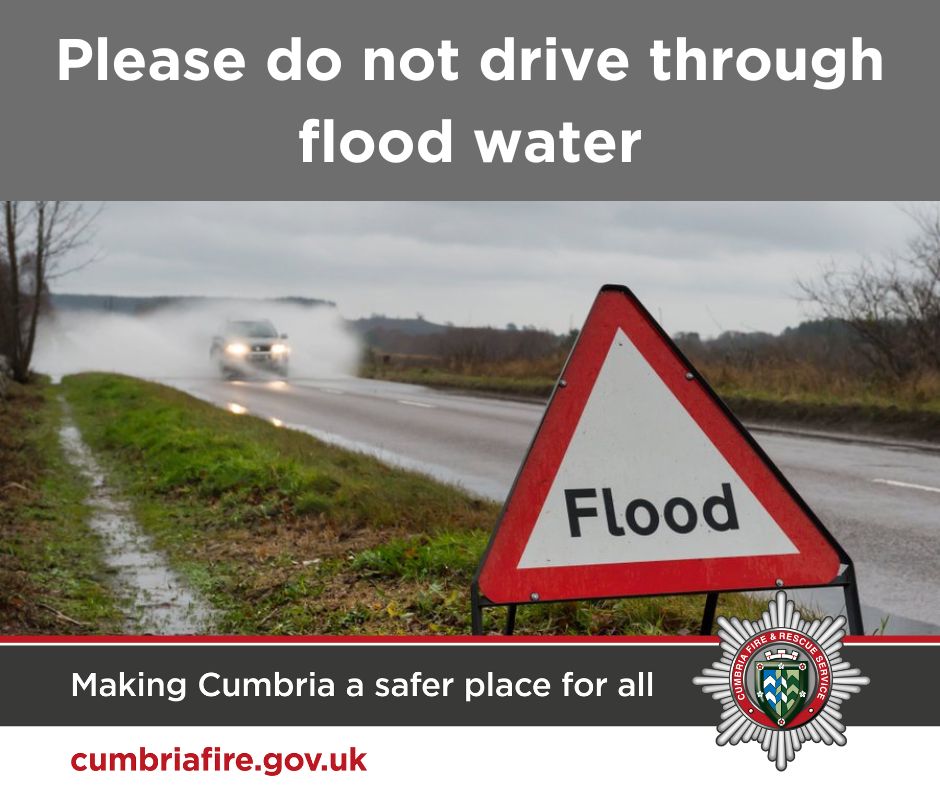 Due to heavy rainfall overnight, there is localised flooding in parts of Cumbria this morning. Please do not try to drive through flood water.
