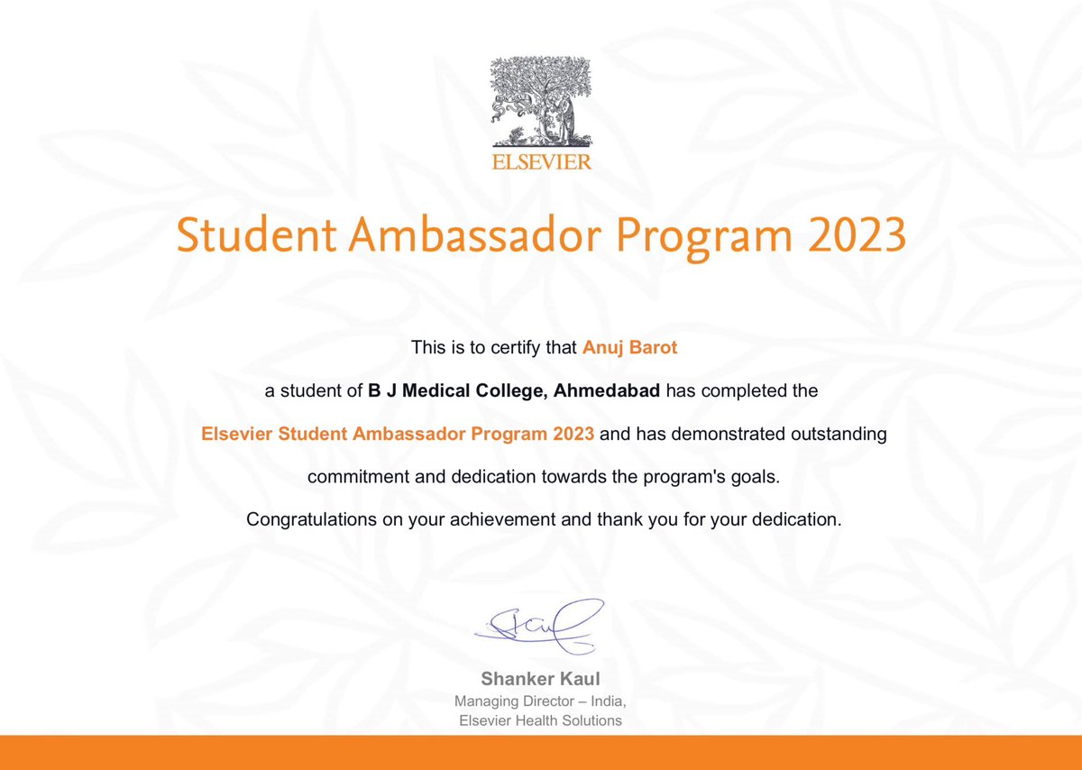 AnujBarot1503's tweet photo. Thank you @ElsevierIndia 🧡 https://t.co/DLTdvcvnKn