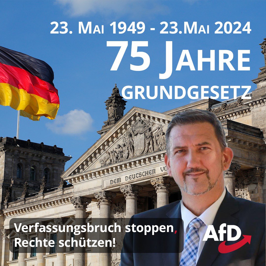 Eine Diskussion und kritische Auseinandersetzung mit politischen Handlungen und ihrer Übereinstimmung mit dem Grundgesetz sind wichtig für eine gesunde Demokratie. Man sollte aber nicht nur feiern, sondern das GG auch einhalten! <a href="/AlternativeNRW/">AfD NRW</a> <a href="/AfDimBundestag/">AfD-Fraktion im Deutschen Bundestag 🇩🇪</a> <a href="/AfDBochum/">AfD Bochum</a>