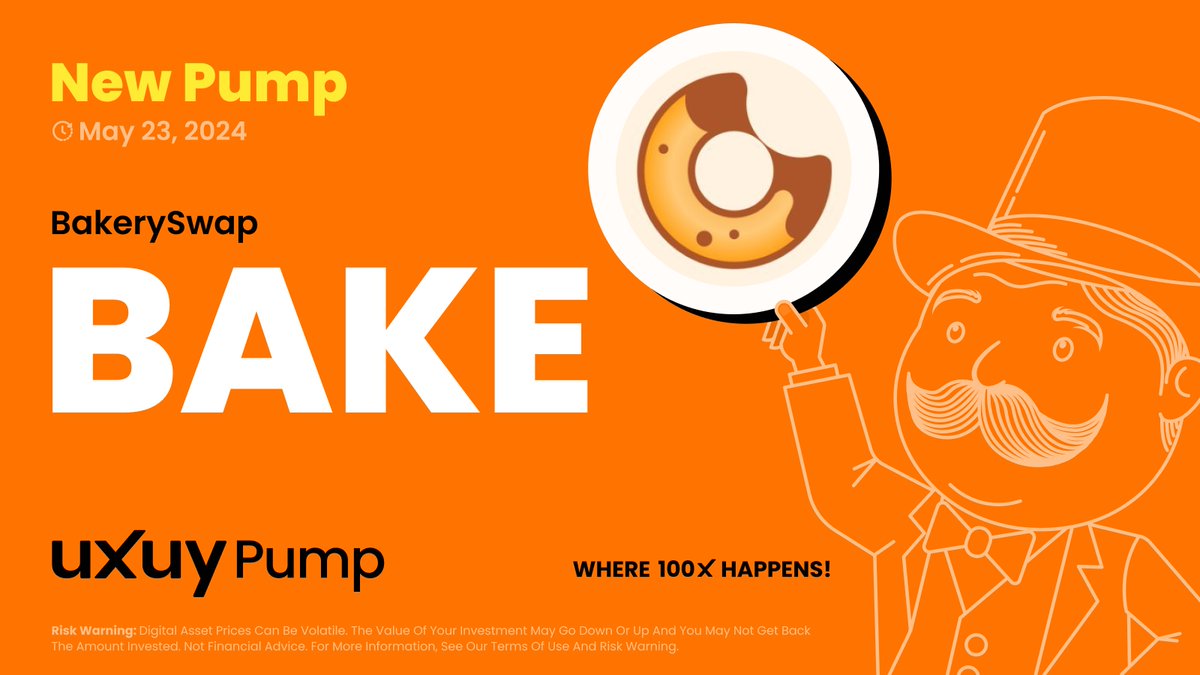 🚀 Pump Alert: $BAKE at #UXUY! @Bakery_Swap has pumped 12% in the past 24h. ✅ We have made ZERO transaction fees for $BAKE ✅ GAS FEE SUBSIDY 🤩 Don’t Miss Out to trade more, pay less, and get 100x ➡️ uxuy.com/download?utm_s…