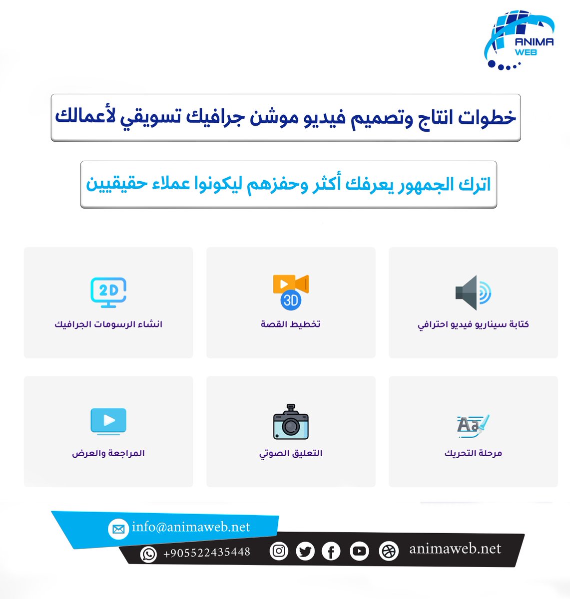 animaweb_net's tweet photo. تصميم فيديو #موشن_جرافيك

تساعدك خدمات تصميم فيديو موشن جرافيك في عرض المنتجات أو الخدمات الخاصة بك باحترافية عالية لعملائك بمختلف الفئات، من خلال فيديو يشرح العديد من التفاصيل بطريقة أسهل في الاستيعاب وأفضل في العرض. https://t.co/mt7yLKlkD5