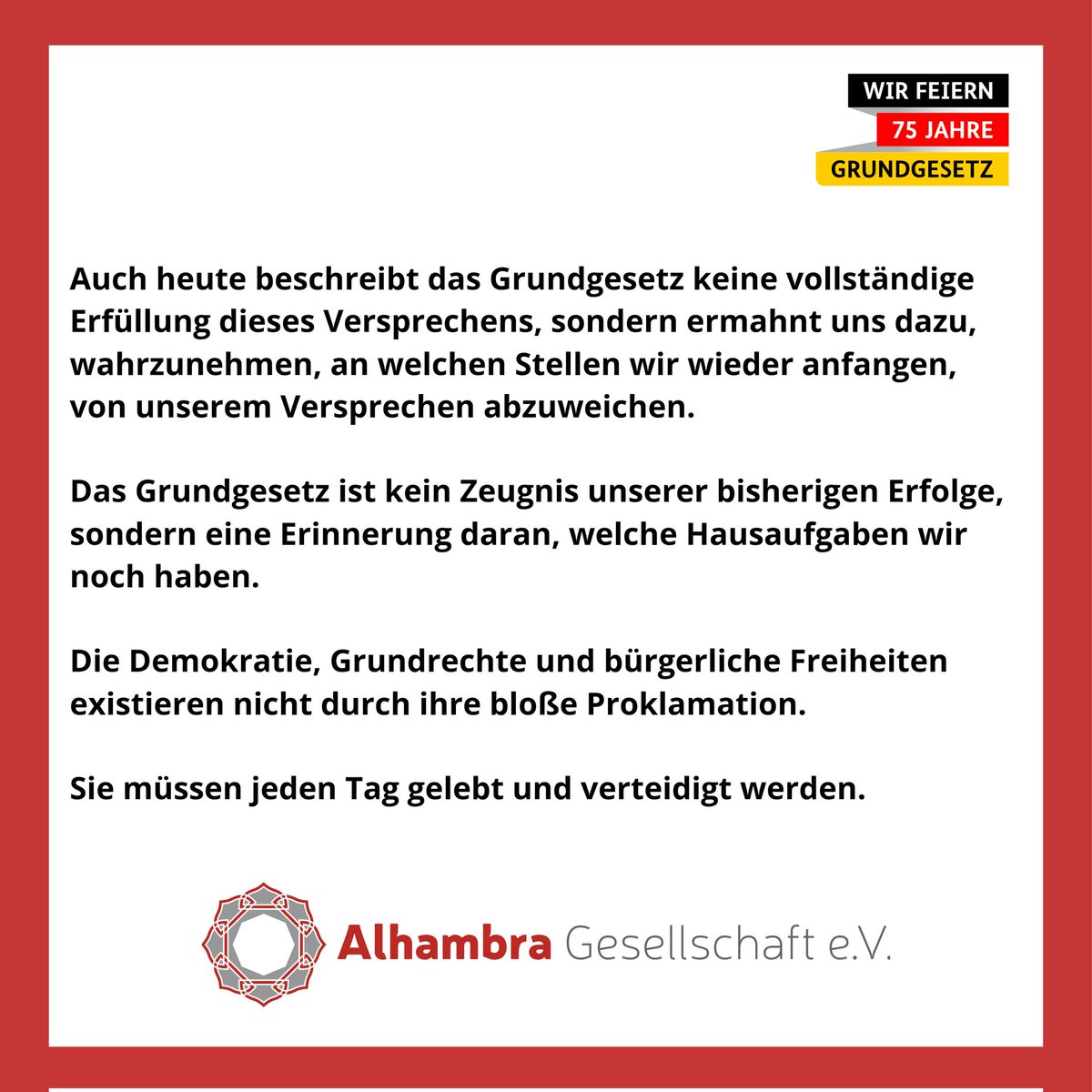 Wir feiern 75 Jahre Grundgesetz.

#75JahreGrundgesetz
#Grundgesetz