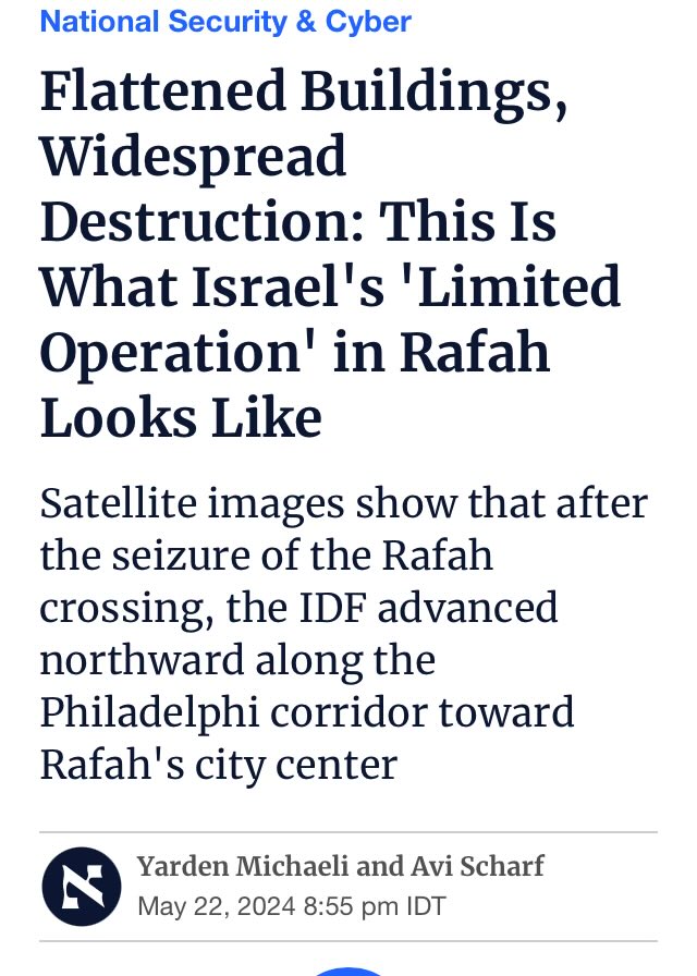 The “limited operation” in Rafah—“Rafah the red line”—is a total destruction operation after the expulsion of more than 800.000 displaced Palestinians