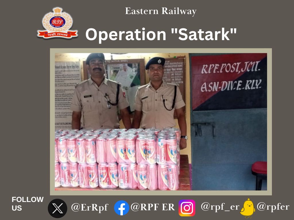 RPF recovered 204 bottles of foreign liquor V/R 23460/-from a train at Jamtara Railway Station as unclaimed and handed over to concern Excise Department . #OperationSatark @RPF_INDIA @RailMinIndia @EasternRailway