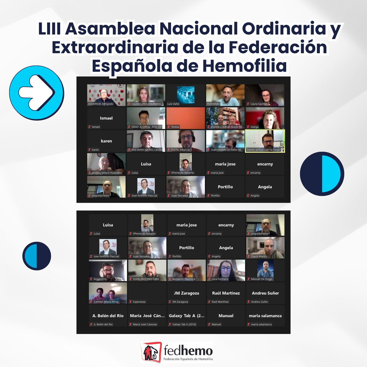 Ayer se realizo el #LIIIAsambleaNacional Ordinaria y Extraordinaria de #Fedhemo de manera online Gracias a todos/as que se unieron !