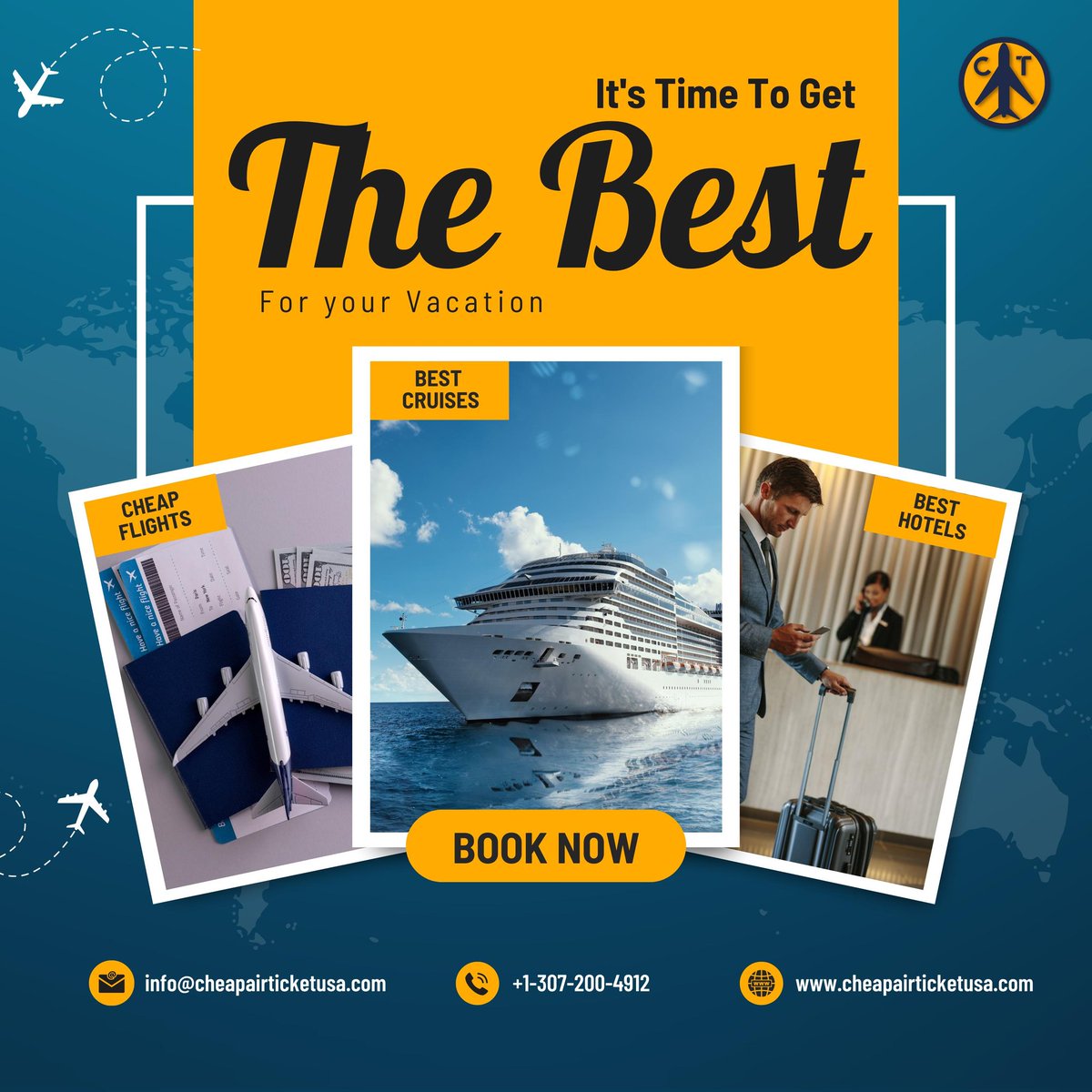 Unlock Unbeatable Travel Services with CheapAirTicketUSA! From cheap flights and luxurious cruises to top-rated hotels, we offer everything you need for a perfect getaway. Book now and travel smart!
#CheapAirTicketUSA #TravelServices #CheapFlights #BestCruises #TopHotels