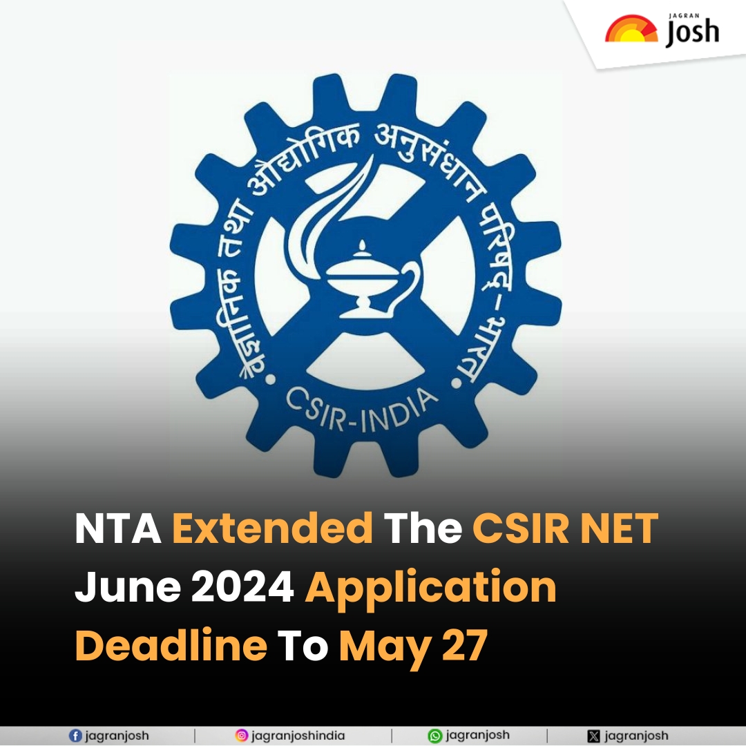Jagranjosh's tweet image. CSIR NET Application Last Date 2024: The registration for CSIR NET June 2024 exam will now close on May 27

tinyurl.com/mwjjpkd7

#CSIR #csirnet #applicationsopen #Registration