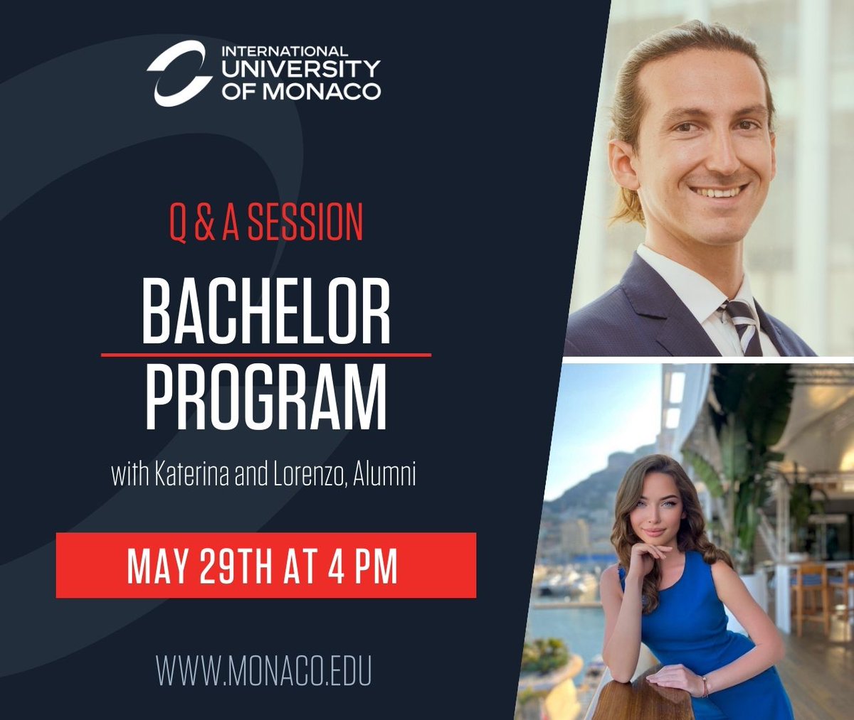 [Meet the IUM #BACHELOR Alumni: Live Q&A and Open Day]
👉 The IUM Journey: Hear it from the Insiders 

Join #IUM's interactive Online Open Day on May 29 at 4 pm. and get a sneak peek at your future success!

▶ monaco.edu/inseecu/webinar
#Monaco #InvestInYourself #prepareyourfuture