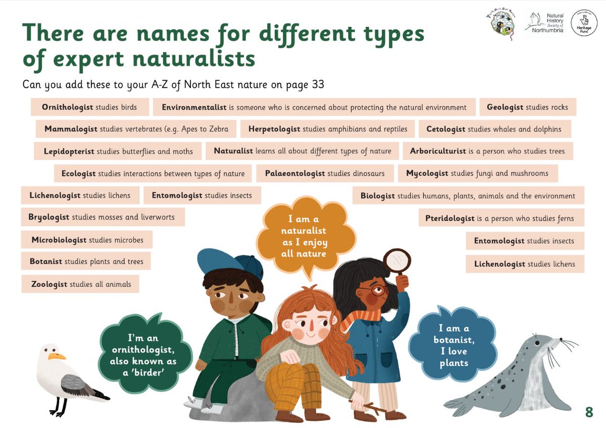 Ever heard of a Bryologist or a Pteridologist? 🤔 There are many different types of expert naturalists. Why not test a friend or family member and see if they can guess the subject area from the name 🦉🐬🌳 Download your own Nature Journal here: bitly.ws/3hmn8