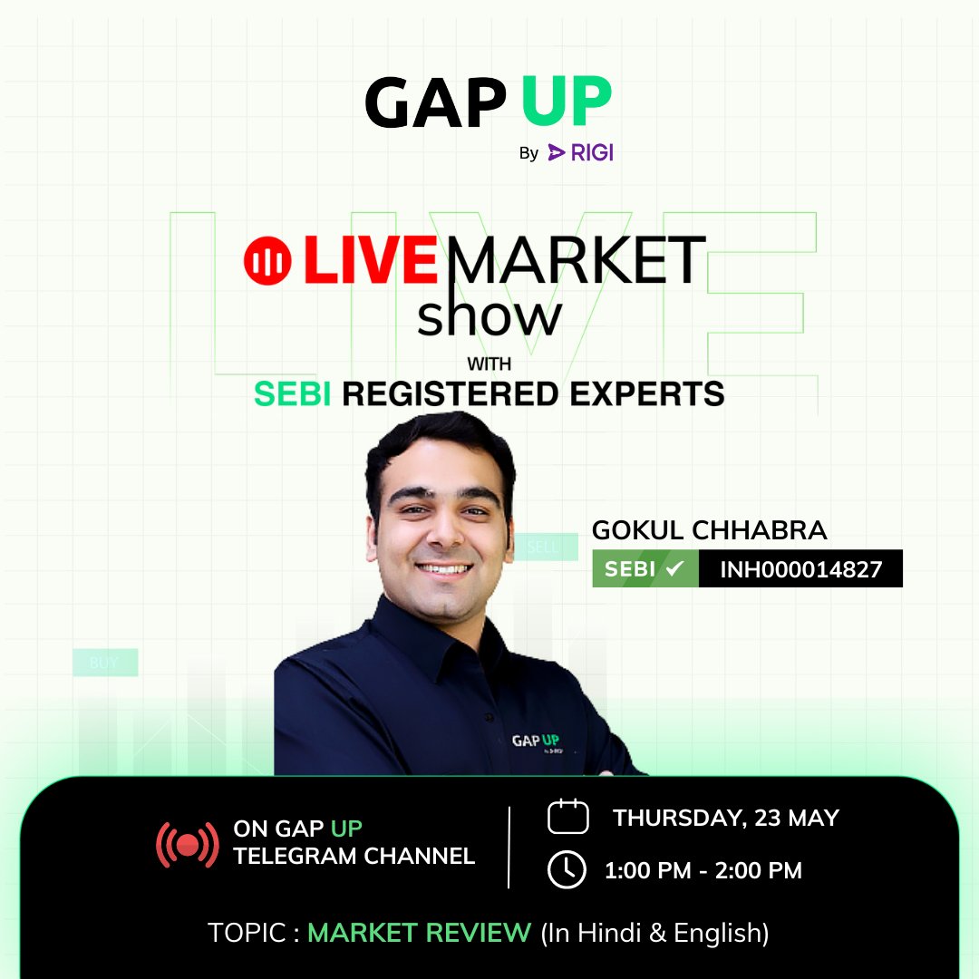 Only 30 minutes left!⏲️

Get ready and join us at 1:00 PM for Live Market Show.

Join the insightful live trading curated just for you.

#livetrading #StockMarket #StockMarketIndia #StockTrading  #StockMarketNews  #NiftyTrading #BankNiftyTrading