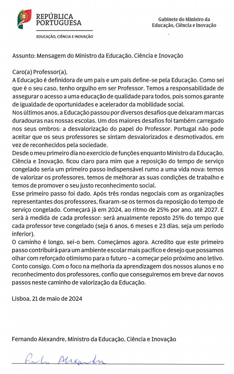 E foi necessário o Partido Socialista sair do Governo para voltarmos a ter um Ministro da Educação que valoriza a Escola Pública, a carreira dos professores e os convoca para um trabalho conjunto em prol das nossas crianças.