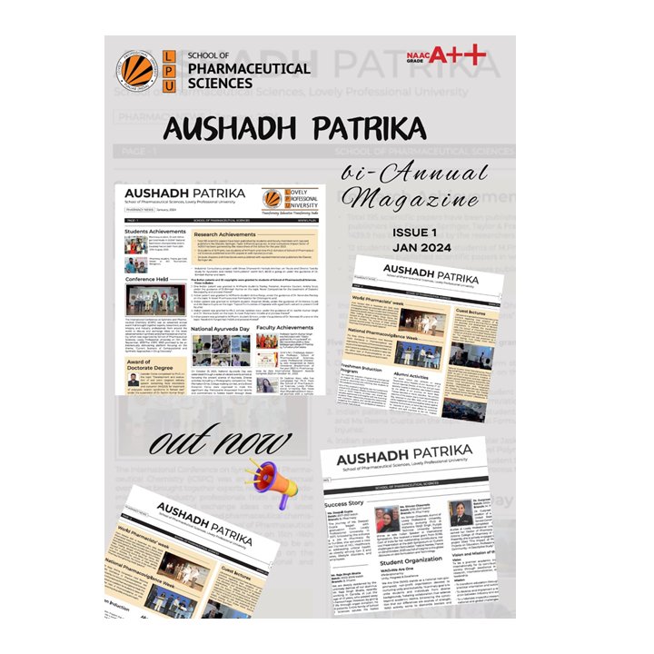 AUSHADH PATRIKA: Our biannual magazine is here! Dive into a world of exclusive stories, happenings, and the latest achievements of our department. #lpu #lpuuniversity #thinkbig #lpupharmaceutiucal