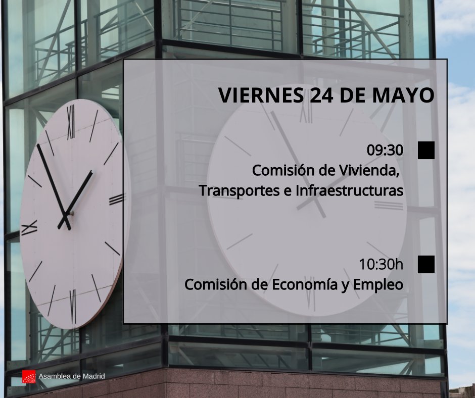 🏛️ Consulta el orden del día de las comisiones que se celebran hoy en el parlamento regional en la web de la @AsambleaMadrid. 📲 +Info: AsambleaMadrid.es