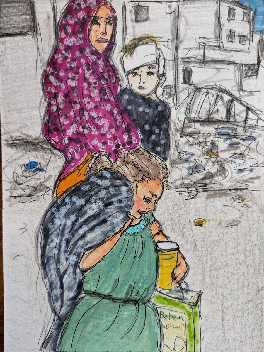 小さい女の子が荷物と弟のミルクを抱えて足早に歩く。「イスラエル軍に家を爆撃されてしまいました。」他の国ならこの女の子がバギーに乗っててもおかしくない程の年齢だと思う。子供らしい生活を返してあげたい。
今すぐ停戦を。
#CeasefireNow #今すぐ停戦 #StopBombing #StopGenocide